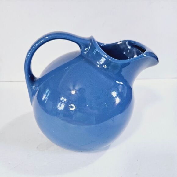 Vintage Hall USA Pottery MCM Ice Lipped Ceramic Round Ball Pitcher Sky Blue 633 - Picture 6 of 9